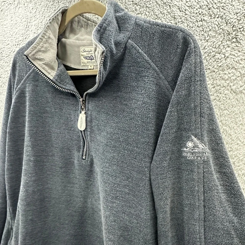 Straight Down Mens XL Quarter Zip Fleece Pullover Useless Bay Golf Gray Outdoor